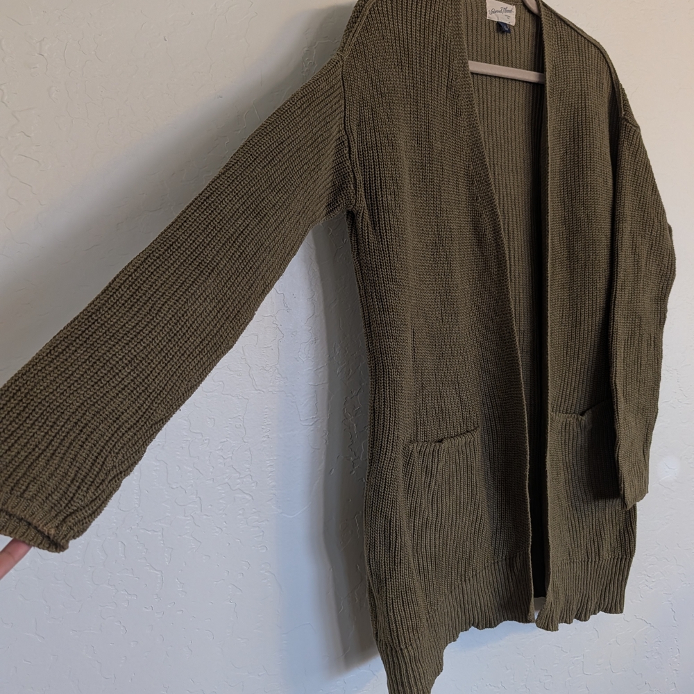 Universal Thread Olive Green Long Open-front Chun… - image 2